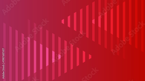 Modern geometric background with red gradient and vertical striped triangle shapes