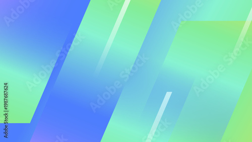 Fresh green and blue abstract background with clean diagonal lines and organic color transitions