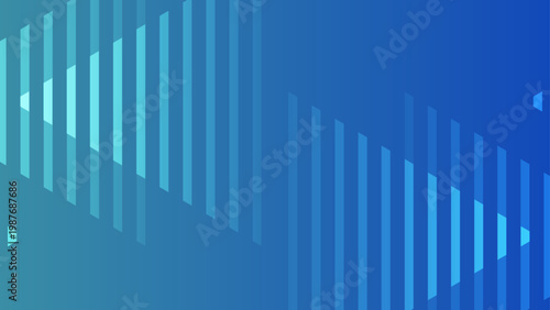 Professional blue and cyan gradient background with vertical striped triangle shapes