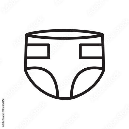Baby Diaper Line Icon, Infant Nappy Symbol, Baby Care Hygiene Vector.Baby Diaper Icon Vector, Newborn Hygiene Symbol, Baby Care Line Illustration..eps