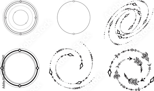 民族文様の円フレーム・ファンタジーライン素材セット