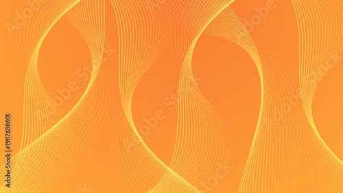 Smooth flowing golden wave lines on a bright orange and yellow gradient background creating a sense of movement