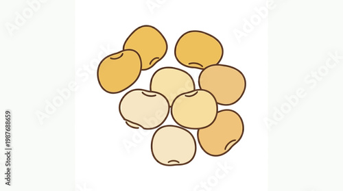 Cartoon illustration of a group of potatoes in various shades