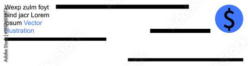 Payment methods, banking systems, financial transactions, personal finance, bookkeeping, money management. Blank check with lines and dollar circle icon. Payment methods and banking systems concept
