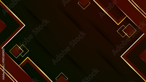 Elegant dark maroon and gold abstract background with luxury geometric layers and metallic lines for professional use