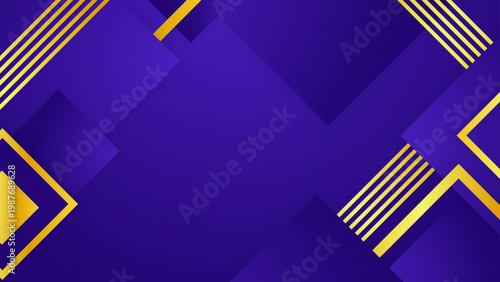 Sophisticated dark blue background combined with golden rectangles and minimalist lines for executive presentations