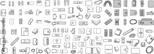 A collection of various metal and plastic fasteners and clips, showcasing diverse designs and functionalities.