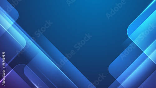 Vibrant cyan and blue abstract background with crystalline geometric layers and bright light bursts for tech startups