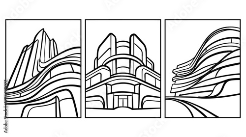 Modern Architectural Structures in Black and White