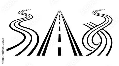 Road Straight And Winding Paths Graphic