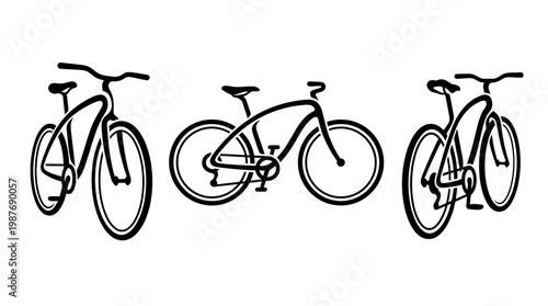 Minimalist Bicycle Line Art Set