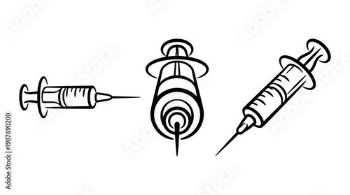 Medical Syringe Set in Various Angles