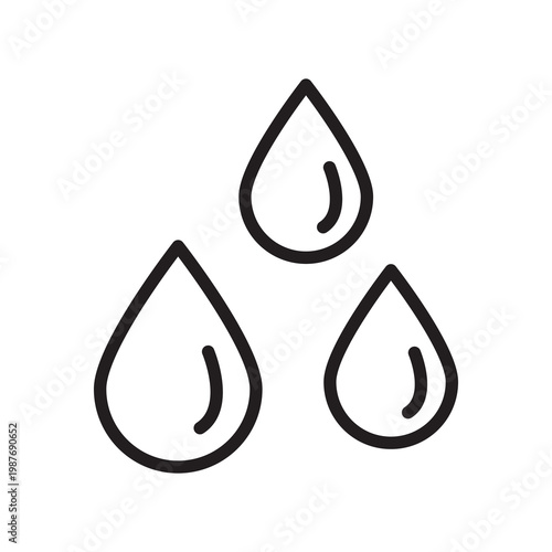Three Water Drops Line Icon.Three Droplet Water Icon Design.Three Eco Water Drops Icon..eps