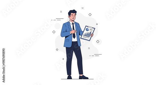 Businessman presenting financial graph report with upward trend, business success concept