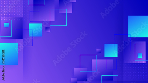 Stylish purple and cyan square frames with glowing gradient effects and dotted accents for a futuristic digital aesthetic