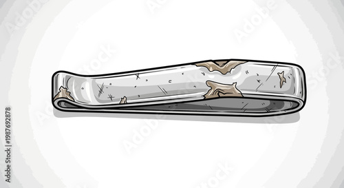 Worn Metal Tweezers, Hand-Drawn Style