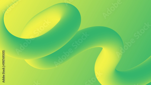 A fresh 3D fluid abstract background using a smooth lime green and yellow gradient for an energetic natural feel