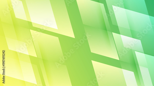 Fresh green and yellow abstract background with geometric diamond shapes and soft light effects