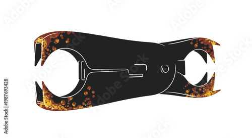 Rusted Metal Clamp Tool Isolated on White Background