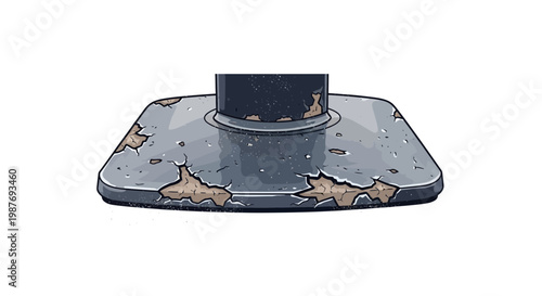 Rusty metal base with pipe, industrial design, weathered texture