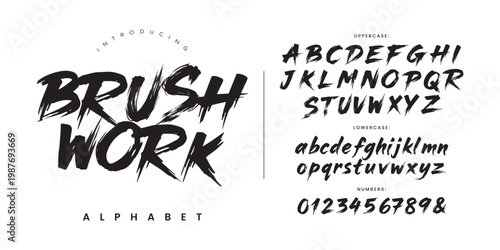 Brush Work italic dry brush font textured stroke style for fast motion and energetic sport branding
