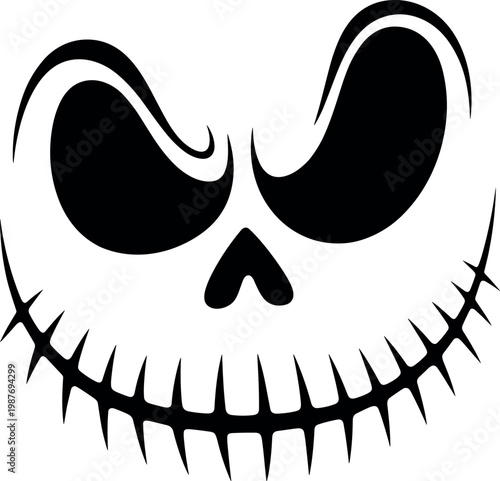 A classic jack-o'-lantern face with a mischievous grin and hollow eyes