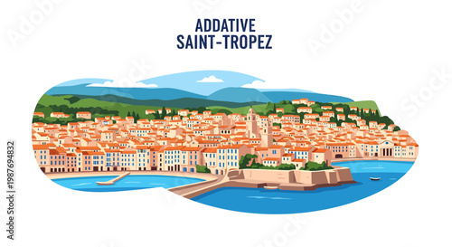 Saint-Tropez France Coastline Illustration in Shoe Sole Shape