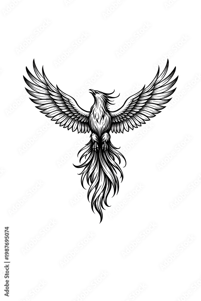 Fototapeta premium Rising Phoenix: Rebirth in Fire
