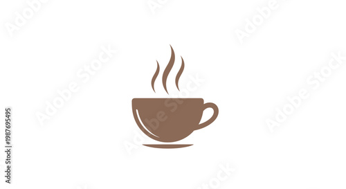 Simple brown icon of a steaming hot coffee cup