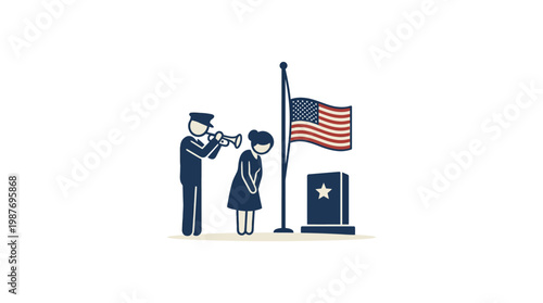 Memorial Day Ceremony with Flag and Remembrance