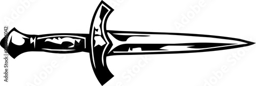 Black and White Dagger Knife Silhouette Illustration