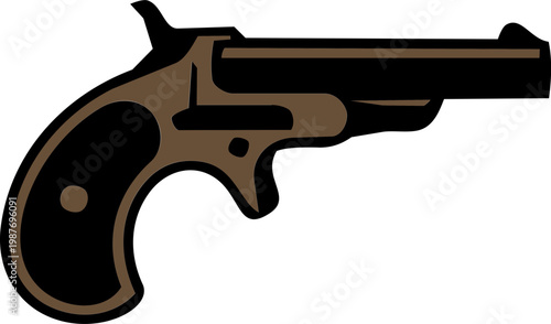 Black and White Pepperbox Revolver Silhouette Illustration