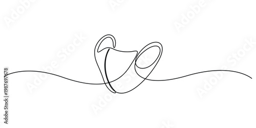 Continuous one line drawing of protective face mask minimalist healthcare and safety concept vector illustration