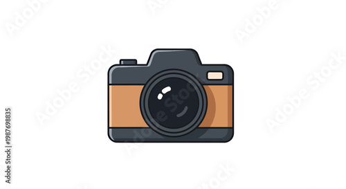 Flat Vector Illustration of a Modern Digital SLR Camera Icon