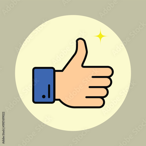 Simple thumbs up hand icon vector representing like approval and positive gesture for web and business use