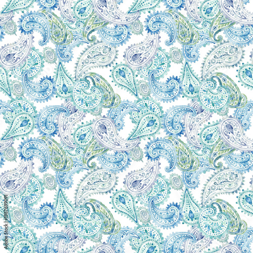 Watercolor Paisley Seamless Repeat