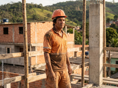 Construction Worker at Construction Site Labor and Hardship