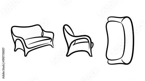 Minimalist Line Art of Furniture Set