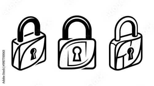 Set of Black and White Padlock Icons