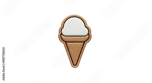 A stylized, flat icon of a vanilla ice cream cone on a white background