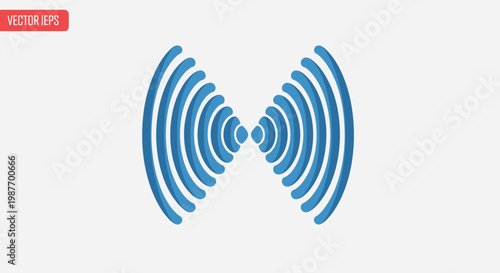 Abstract blue wifi signal waves emanating from a central point