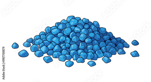 Pile of blue plastic polymer pellets or gravel vector illustration