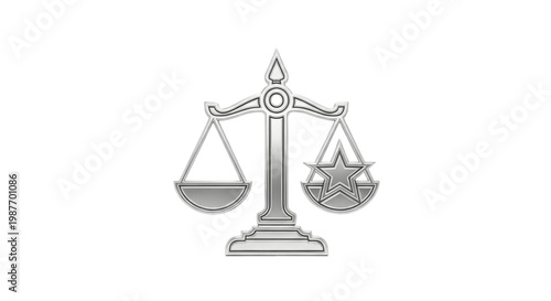 Metallic scales of justice balancing a star against an empty pan