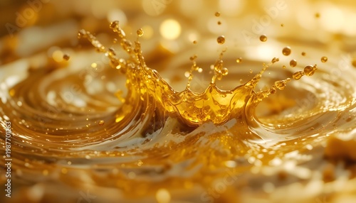 Liquid gold splash, macro