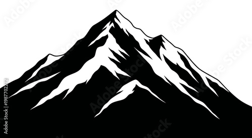 Minimalist mountain summit silhouette vector graphic on white background