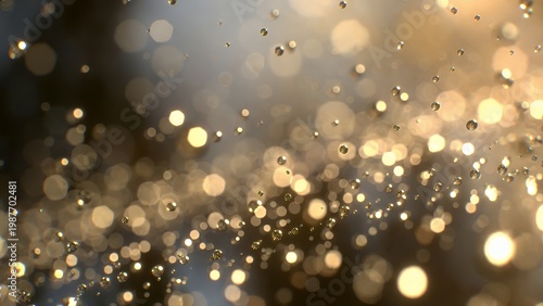 Golden Dewdrop Illumination: Sparkling Water Droplets in Sunlight