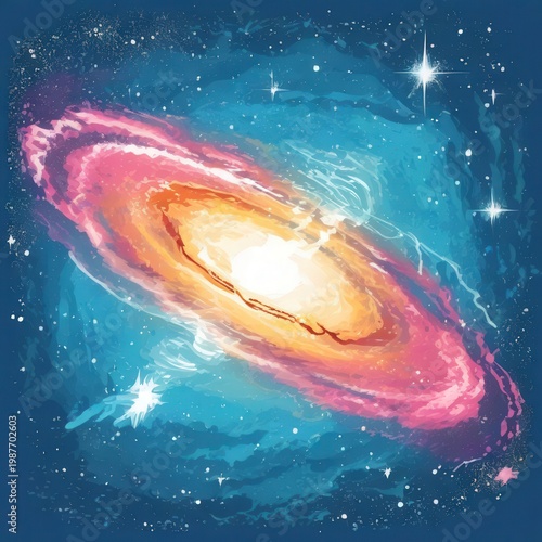 an AI Image Generator, Spiral Galaxy Glowing In Deep Space