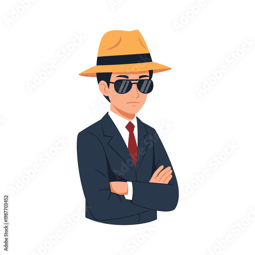 Secret Agent or Detective Character Vector Illustration