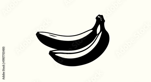 Black and white minimalist vector illustration of two bananas
