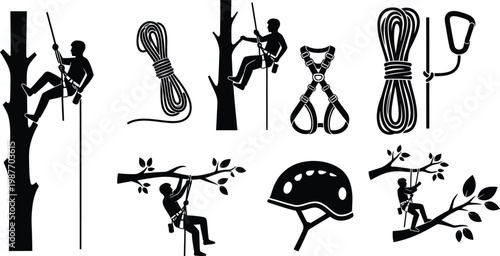 Rock climbing equipment set isolated on transparent background a comprehensive collection for mountaineering